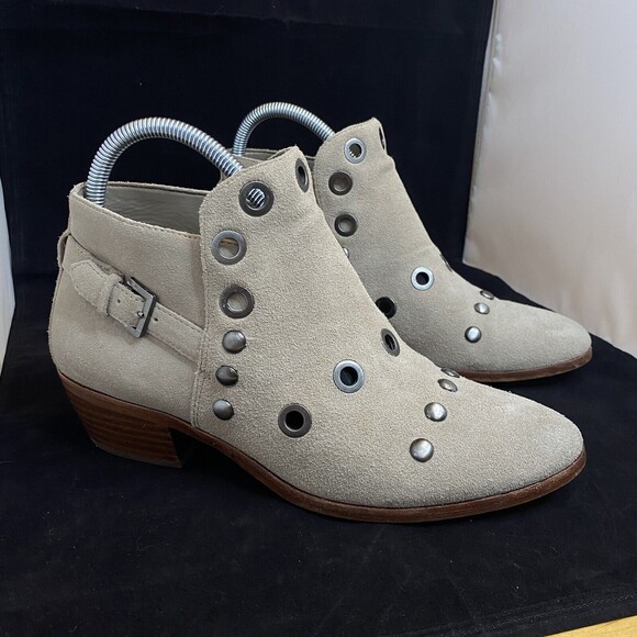 Sam Edelman Pedra Suede Pullon Ankle Boots Putty Taupe Suede Western Booties 8US - Picture 3 of 14